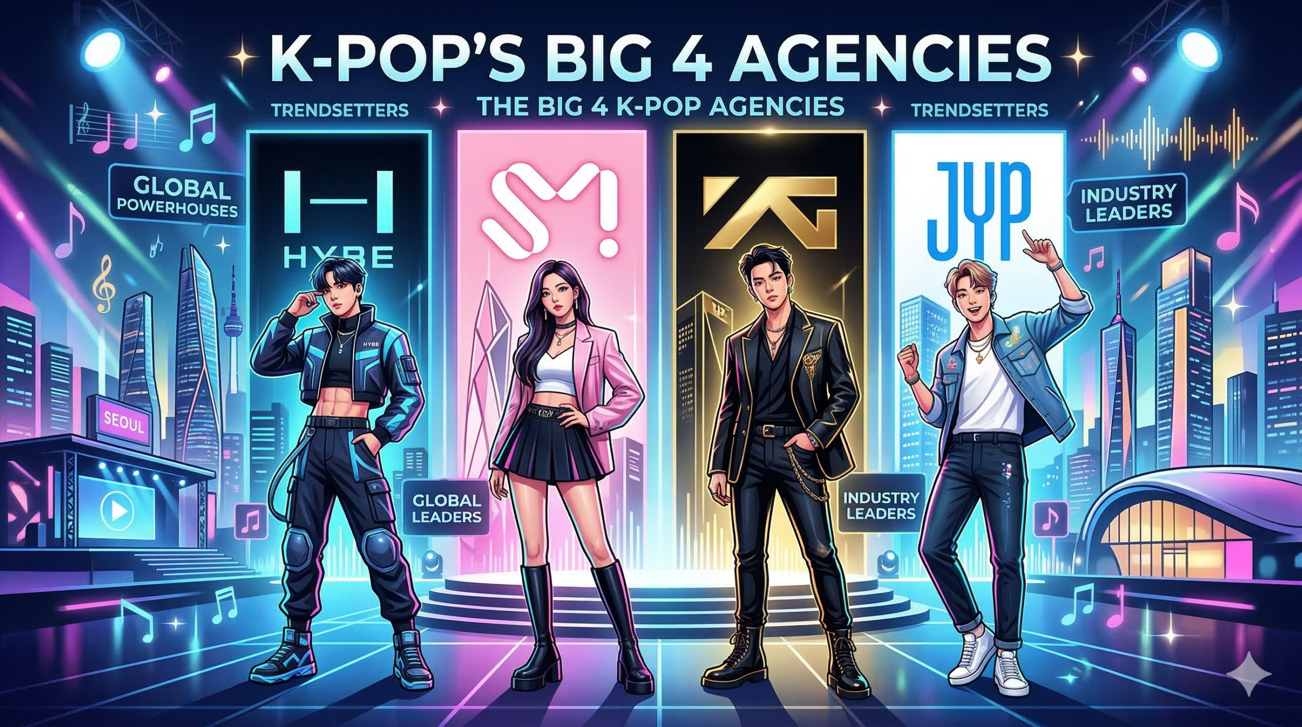 K-POP’s Big 4 Agencies (SM, YG, JYP, HYBE) — A Practical Guide
